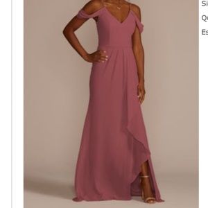 Off-the-Shoulder Bridesmaid Dress with Cascade Chianti